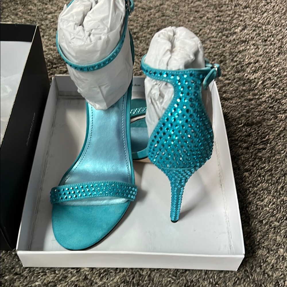 Nine West Blue High-Heeled Sandals with Mesh Design